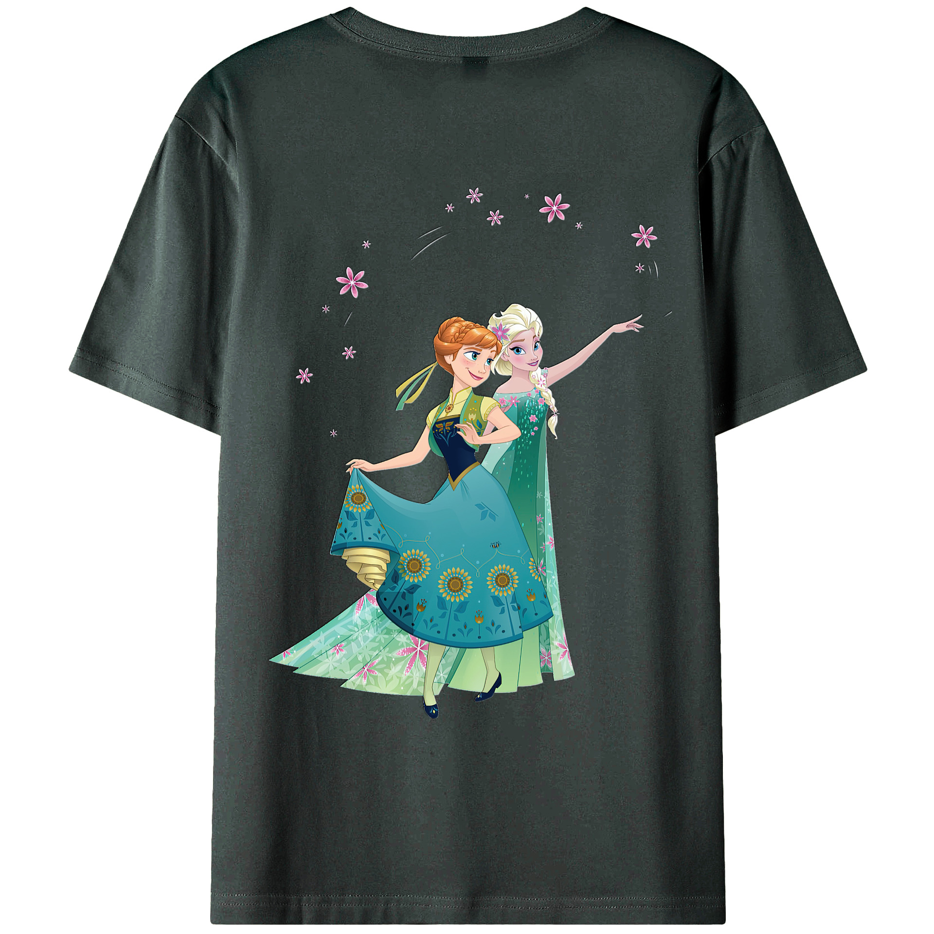 （画像用） アナと雪の女王 アンナ エルサ Frozen Anna Elsa 綿100％ メンズ半袖Tシャツ（バックプリント） 通気性
